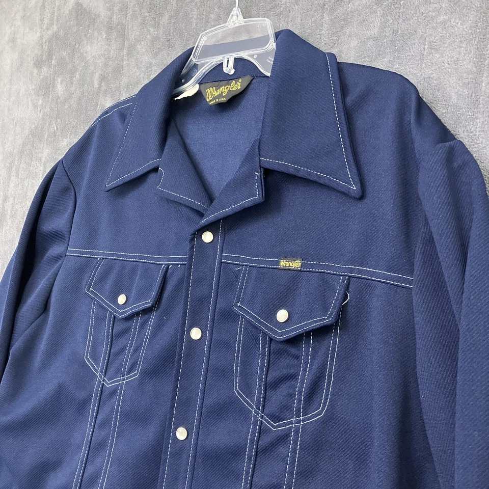 De Colección Años 70 Wrangler Western Rodeo Traje de Ocio Chaqueta Para Hombres XL Perla Snap Poli EE. UU. Foto 2 de 4