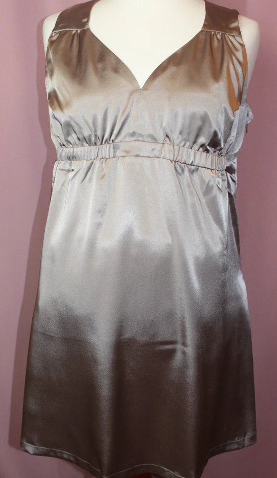 QUE SERA Abendmode Umstandsmode festliches Satin Top Gr. 36, 38, 44 Mocca NEU - Bild 2 von 4