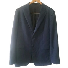 Theory Blue Blazer Jacket Chambers Men 42R Grid Check Wool Stretch