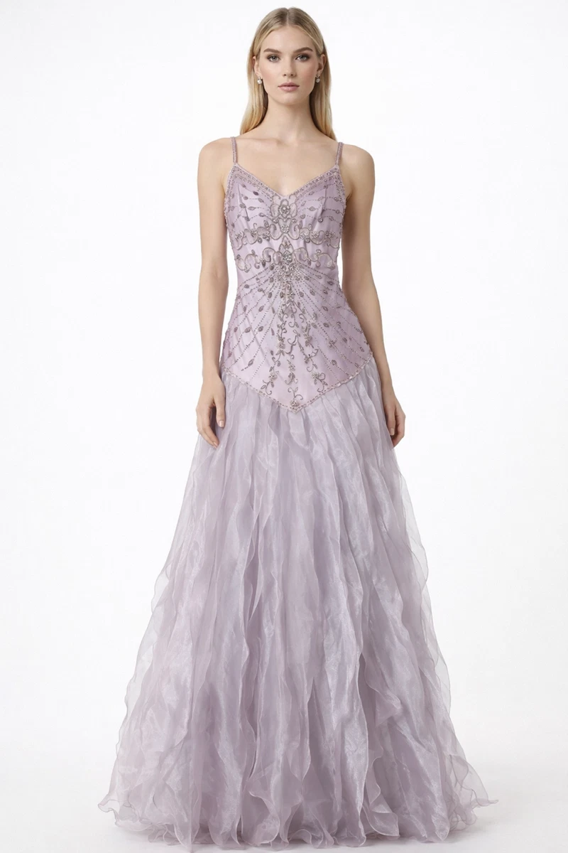 sue wong beaded maxi dress Sue Wong Vintage Y2K Beaded Silk Chiffon Dress