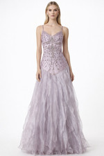 SUE WONG Nocturne Vintage Couture Silk Satin Beaded Organza Fairy-core Gown 0 XS