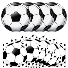 New Best 40 Pcs Soccer Plates and Napkins Party Supplies Birthday Decorations
