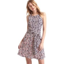 GAP Women's Navy Pink Floral Tie-Waist Dress Medium EUC Summer Casual Party