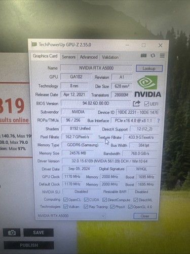 NVIDIA Quadro RTX A5000 24GB RAM - Graphics Card - Excellent - Bad Display Ports - Photo 6/6
