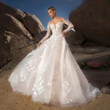 ackless lace wedding dress 2025 bride flower A-line luxury bridal gown-