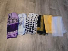 Lot of 6 Vintage Assorted Chiffon And Silky Scarves 50s And 60s