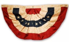 1.5 Ft. X 3 Ft. Embroidered Polyester USA Tea Stained Fan Flag Patriotic Banner