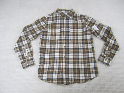 Old Navy Shirt Mens Small Brown Plaid Flannel Button Up Long Sleeve Casual NWT