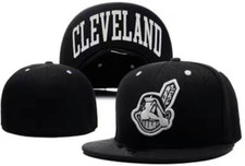 NEW 2024 Cleveland Indians Fitted hat, Black with White Logo , Different sizes