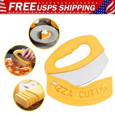 Heavy Duty Stainless Steel Pizza Cutter with Protective Cover Dishwasher Safe