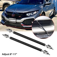2Pcs 8"-11" Black Adjust Front Bumper Support Rod Diffuser Bars For Honda Civic