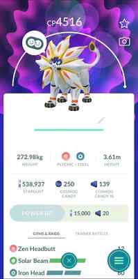 Solgaleo ( Cosmog Evolution ) level 50 + 3 move - 50