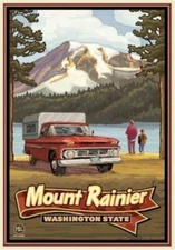 Mount Rainier Washington Travel Poster Print  Reproduction Giclee Print 11x17