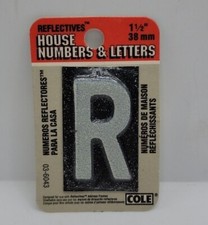 1-1/2" Cole White Reflective Metal Mailbox House Letters or Numbers "R." New