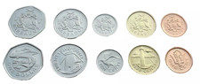 #48# Set 5 Coins Barbados 2009-2012; 1 dollar + 1+5+10+25 Cents UNC