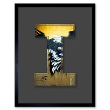 Letter I Abstract Eagle Decorative Graffiti Alphabet Wall Art Print Framed 12x16