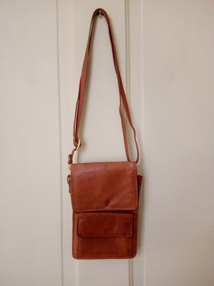 Vintage Fiocchi Italy Brown Genuine Cowhide Soft Leather Crossbody Travel  Purse