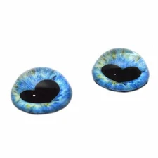 Pair High Dome Blue Heart Pupil Half Sphere Glass Eyes for Taxidermy Jewelry Art