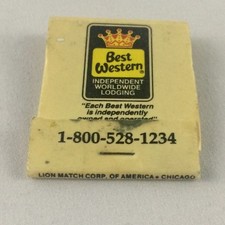 Vintage Best Western Matchbook Independent Worldwide Lodging Travel Complete