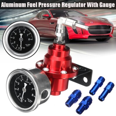 Universal Adjustable Car Fuel Pressure Regulator with Oil Gauge Kit Red