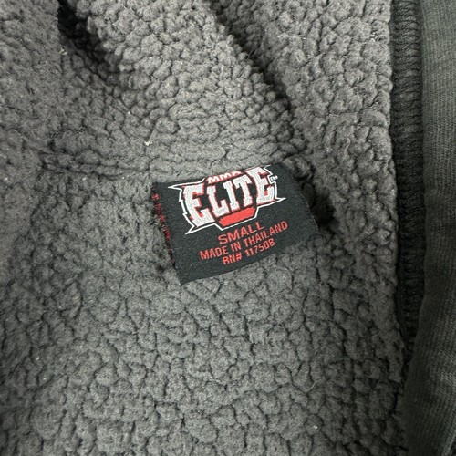 Vintage Y2K MMA Elite Hoodie Sherpa Lined Zip Up Jacket Skull Cross Faded Small - Picture 7 of 11