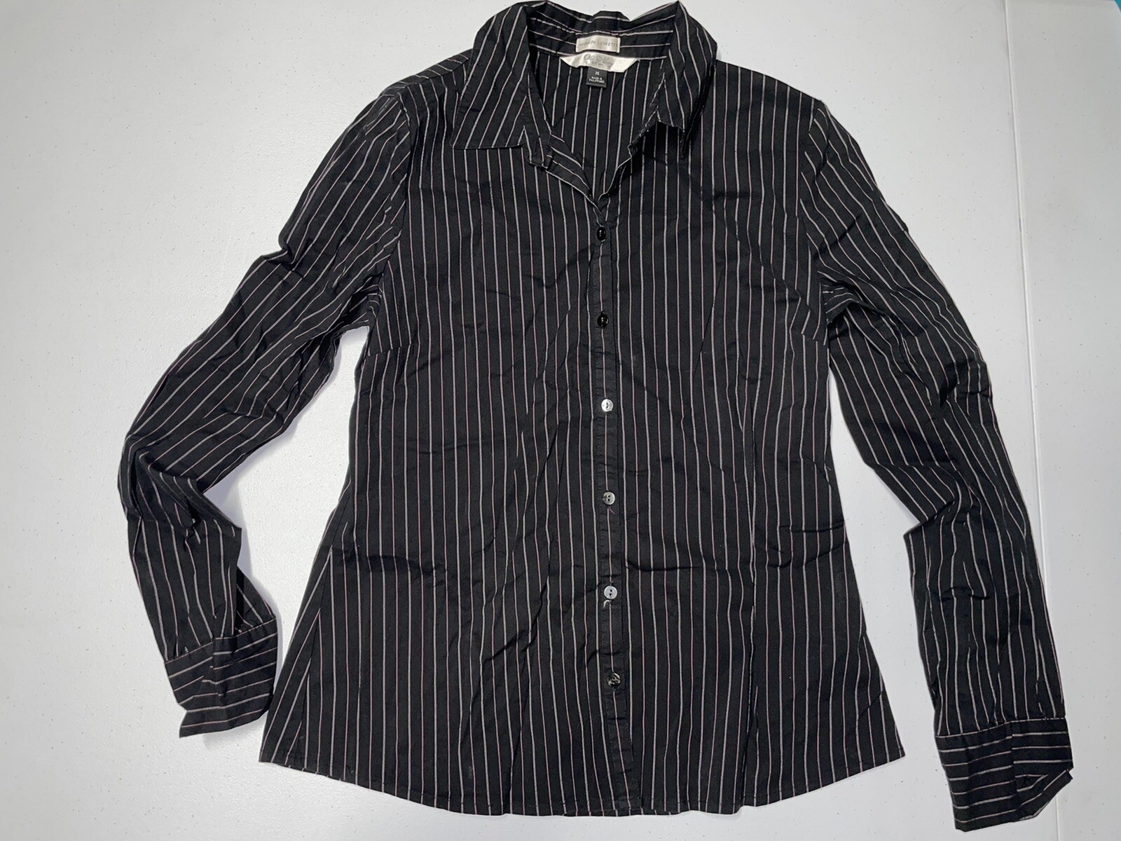 Old Navy Black & Pink Long Sleeve Button Up Shirt/Size Medium eBay