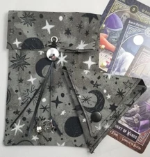 Tarot/Oracle Card Pouch Handmade Dark Moon with Charm PLUS Crystal Pouch