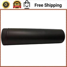 6 Inch Dia. Black Wood Stove Pipe Snap-Lock Design Single Wall 24 Gauge Steel