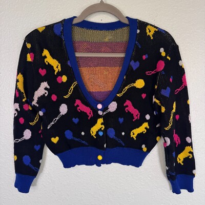 Elhoffer Cardigan Womens Medium Luna Looney Witch Crop Sweater Costume Cosplay