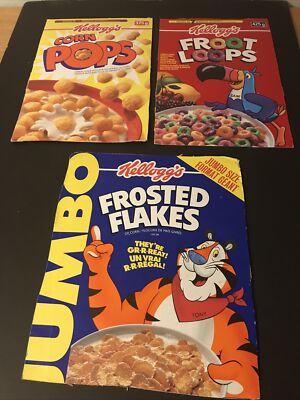 Kellogs lot of 3 cereal box fronts   90s   not complete box 