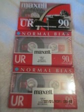 Lot of 3 Maxell UR 90 Minute Blank Audio Cassette Tapes Normal Bias - NEW SEALED