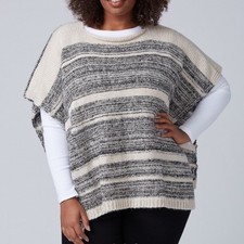 Lane Bryant Womens Short Knit Poncho Sweater OS One Size Palomino Tan Black New