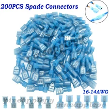 200X Insulated Female Male Spade Terminal Crimp Quick Disconnect Wire Connectors