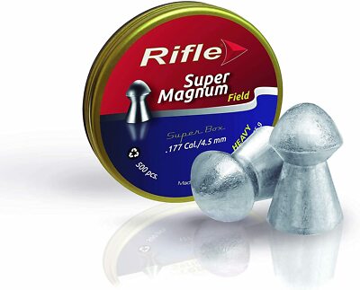 RIFLE 177 cal FIELD SUPER MAGNUM HEAVY 10.03 gr AIRGUN PELLETS (500 ct)