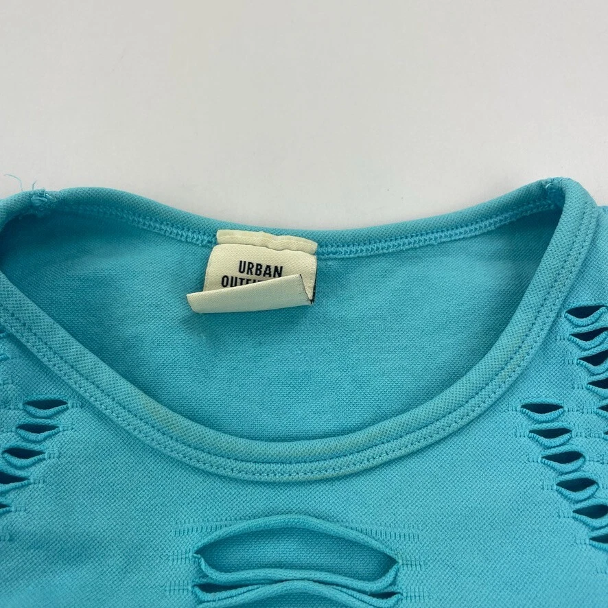 URBAN OUTFITTERS Top Pequeño Azul Recortado Sin Mangas Recortado Envejecido - Imagen 4 de 4