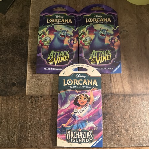 Disney Lorcana Attack of the Vine Booster Pack Lot (2 Packs) Plus 1 Arch Island