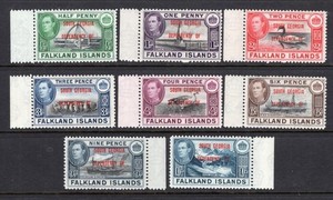Falkland Islands 1944 South Georgia Set - OG MNH - Sc# 3L1-3L8