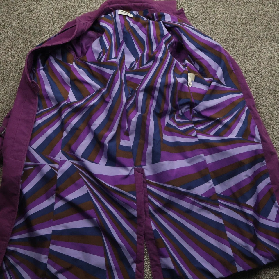 Gabardina para mujer Emilio Pucci Firenze púrpura pana con cinturón hecha en Italia Foto 3 de 4