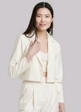 Wild Fable Women  s Cropped Blazer Off White Cream NWT flaw Size XXS XS