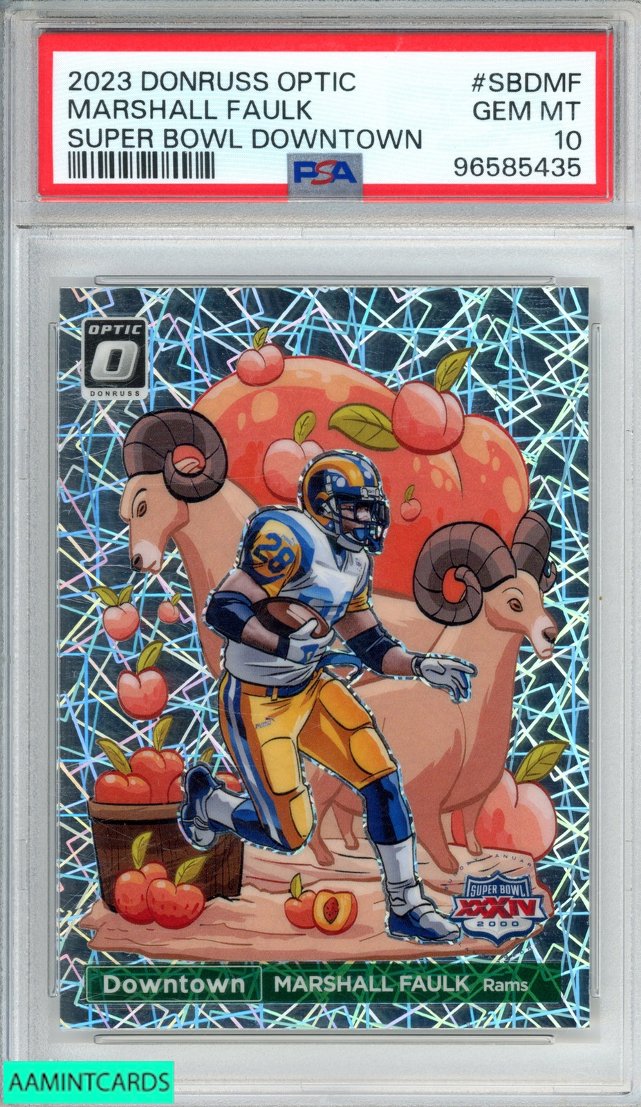 2023 PANINI DONRUSS OPTIC SUPER BOWL DOWNTOWN MARSHALL FAULK #SBDMF HOF PSA 10