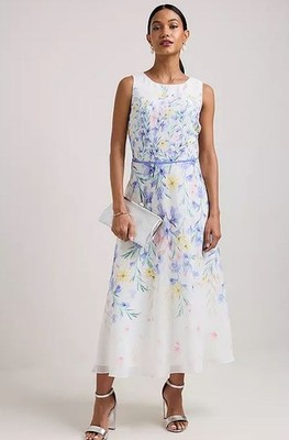 Kaleidoscope Ballkleid mit Blumenmuster in Creme UK 26 Plus (fm256-6)