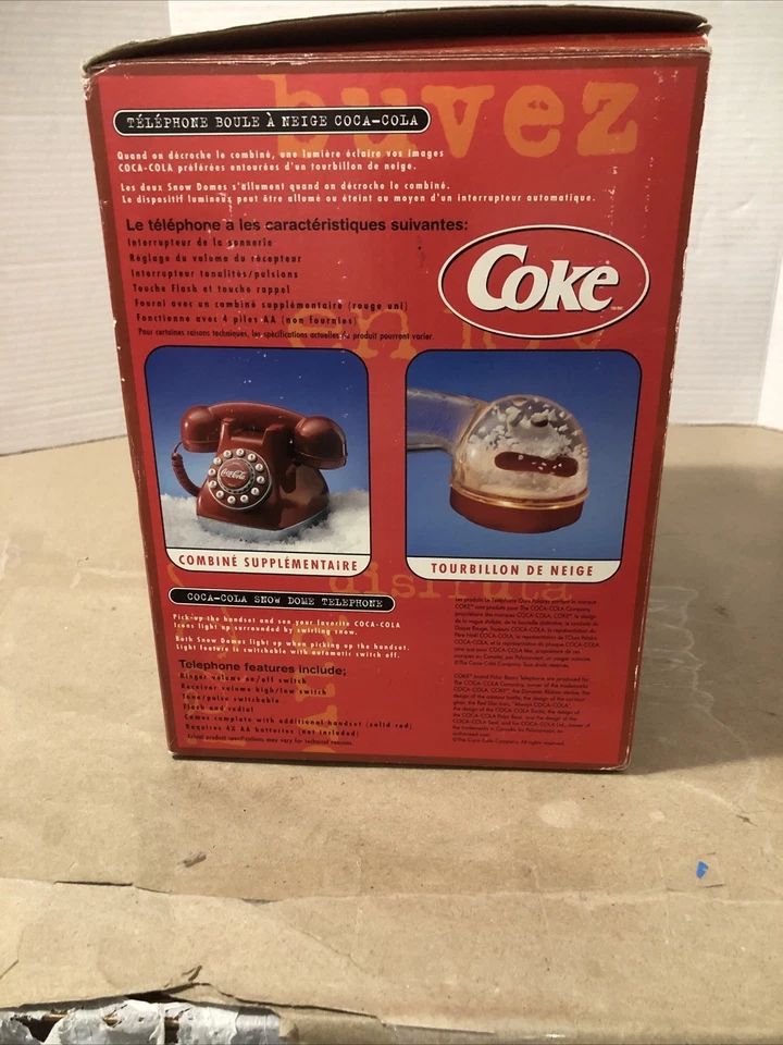 Teléfono de escritorio vintage Coca-Cola COKE Snow Dome Globe tono táctil. Nuevo Foto 3 de 4