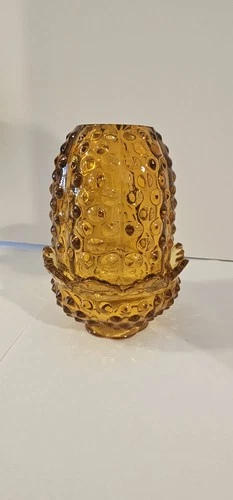 Fenton Golden Amber Hobnail Fairy Lamp