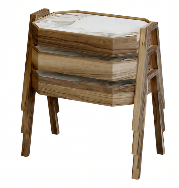 Elegantes Braunes Holz Couchtisch-Set Modern Stilvoll-image