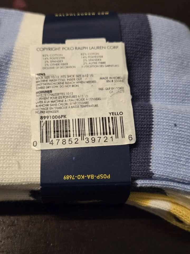 Polo Ralph Lauren мужчин в полоску платье желтый носки упаковка из 2 мульти обуви размер 6-12,5 - Изображение 4 из 4