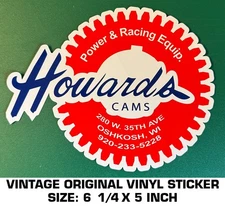 HOWARDS CAMS POWER & RACING EQUIP. - VINTAGE ORIGINAL VINYL DECAL STICKER