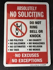 No Soliciting Sign No Exceptions Don't Knock Front Door Home Business Security