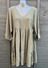 NEXT LADIES LINEN GREEN SMOCK  DRESS SIZE 12