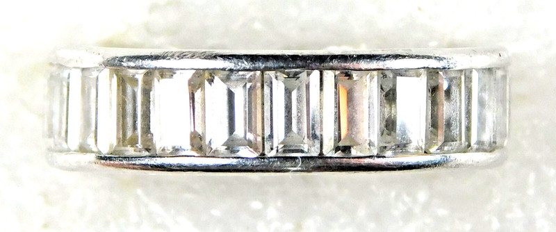 SW STERLING Clear CZ's HAND ASSEMBLED RING Size 5.0 Estate