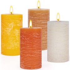 Pack of 4 Pillar Candle - Scented Candles Gift - 4-10 x 5 cm - 270 Hour Large C